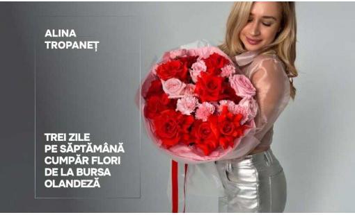 Alina Tropaneț. Trei zile pe săptămână cumpăr flori de la bursa olandeză